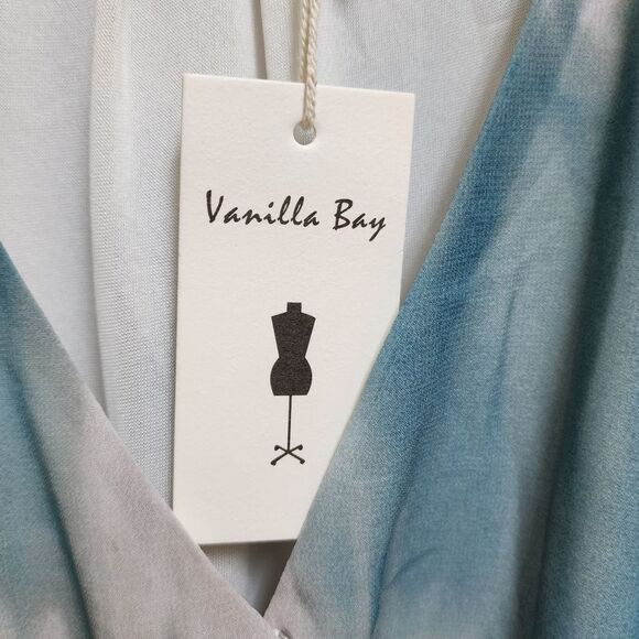 Chic Soul Dress Sz 1X Teal Tan Chiffon Maxi Flutter Sleeve Surplice V Neck Slit - Picture 10 of 13